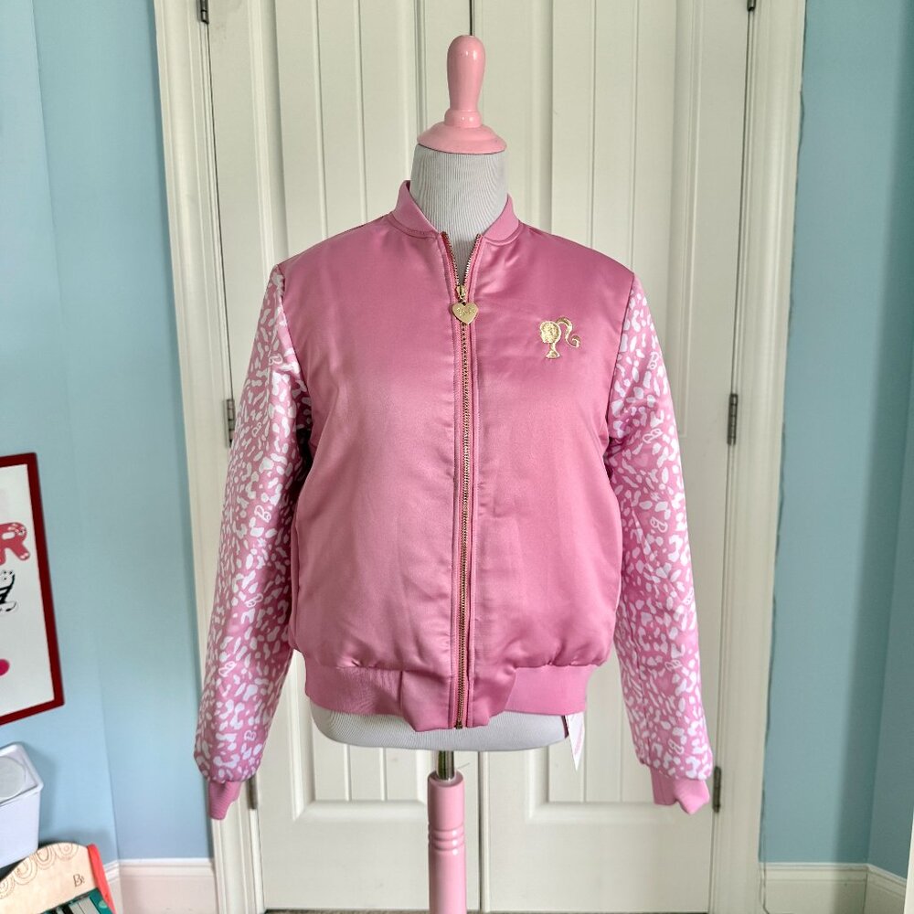 NWT Blackmilk Barbie Pastel Pink and Gold Bomber Jacket